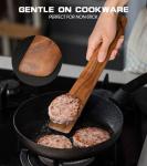 12 inch Teak Wooden Spatula for Cooking, Small Wood Flipper, Egg Scraper, Flat Wood Turner, Multipurpose Wooden Cooking Utensils, Spatulas Spoons Perfect for Flipping, Scraping & Turning, Set of 2