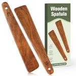 12 inch Teak Wooden Spatula for Cooking, Small Wood Flipper, Egg Scraper, Flat Wood Turner, Multipurpose Wooden Cooking Utensils, Spatulas Spoons Perfect for Flipping, Scraping & Turning, Set of 2