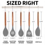 Zulay Kitchen Utensils Set Non-Stick Silicone Cooking Utensils Set with Authentic Acacia Wood Handles - 5 Piece Silicone Utensil Set - Kitchen Utensils Set with 464°F Heat Resistance - Gray