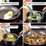 Zulay Kitchen Utensils Set Non-Stick Silicone Cooking Utensils Set with Authentic Acacia Wood Handles - 5 Piece Silicone Utensil Set - Kitchen Utensils Set with 464°F Heat Resistance - Gray