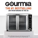 Gourmia French Door Air Fryer – 25 Qt Large Capacity Convection Oven, Fryfroce 360°, Digital Display with 17 Cooking Presets, Bake, Toast, Roast, Dehydrate, Fits 12” Pizza