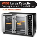 Gourmia French Door Air Fryer – 25 Qt Large Capacity Convection Oven, Fryfroce 360°, Digital Display with 17 Cooking Presets, Bake, Toast, Roast, Dehydrate, Fits 12” Pizza