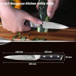 QIANFENGSHENG Damascus Kitchen Utility Knife, 5.5" Paring Knife VG10 Damascus Stainless Steel, 67-Layer Forged Blade, Perfect for Peeling, Slicing & Trimming