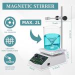 LABHOUSE 300℃/ 572℉ Magnetic Stirrer Hot Plate 2L Heated Mixer 2000RPM Lab Stirring W/Support Stand,Stir Bar Recycler Set(Non Digital)