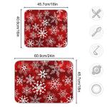 Christmas Dish Drying Mat, Red Pattern With Snowflakes Flower Dish Drying Mat for Kitchen Countertops Sinks Drying Mat Absorbent Heat Resistant Dishes Drainer Pad 16 x 18 Inch