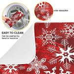 Christmas Dish Drying Mat, Red Pattern With Snowflakes Flower Dish Drying Mat for Kitchen Countertops Sinks Drying Mat Absorbent Heat Resistant Dishes Drainer Pad 16 x 18 Inch