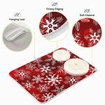 Christmas Dish Drying Mat, Red Pattern With Snowflakes Flower Dish Drying Mat for Kitchen Countertops Sinks Drying Mat Absorbent Heat Resistant Dishes Drainer Pad 16 x 18 Inch