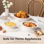 Dafuceramic Casserole Dishes for Oven Sets of 3, Ceramic Oval Baking Dish, Au Gratin Baking Pans with Handles for Roasting, Lasagna, Pie, Baking Meat & Vegetables (Beige White)