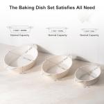 Dafuceramic Casserole Dishes for Oven Sets of 3, Ceramic Oval Baking Dish, Au Gratin Baking Pans with Handles for Roasting, Lasagna, Pie, Baking Meat & Vegetables (Beige White)