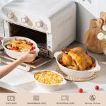 Dafuceramic Casserole Dishes for Oven Sets of 3, Ceramic Oval Baking Dish, Au Gratin Baking Pans with Handles for Roasting, Lasagna, Pie, Baking Meat & Vegetables (Beige White)