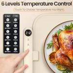 Warming Mat for Food, Upgrade Detachable Power Plug Food Warming Mat, Fast Full Surface Electric Warming Tray with 6 Temperature Setting and 6 Hours Timer, Roll Up Food Warmers