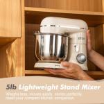 Kitchen in the Box Stand Mixer, 3.5 QT Small Kitchen Electric Stand Mixers, 10-Speed Portable Lightweight Dough Mixer for Daily Use with Egg Whisk, Dough Hook, Beater (Cream White)