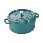 STAUB Cast Iron Round Cocotte, Dutch Oven, 4-quart, serves 3-4, Made in France, Turquoise