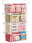SUNALLY Freezer Organizer Bins, 4 Pack Chest Freezer Organizer Stackable for 5-7 Cu.FT Deep Freezer Sort Frozen Meats and Food, Freezer Storage Baskets with Handles Easy Reach from Bottom, White