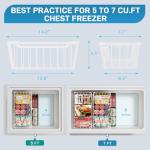 SUNALLY Freezer Organizer Bins, 4 Pack Chest Freezer Organizer Stackable for 5-7 Cu.FT Deep Freezer Sort Frozen Meats and Food, Freezer Storage Baskets with Handles Easy Reach from Bottom, White