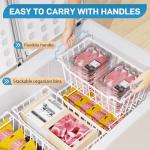 SUNALLY Freezer Organizer Bins, 4 Pack Chest Freezer Organizer Stackable for 5-7 Cu.FT Deep Freezer Sort Frozen Meats and Food, Freezer Storage Baskets with Handles Easy Reach from Bottom, White
