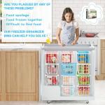 SUNALLY Freezer Organizer Bins, 4 Pack Chest Freezer Organizer Stackable for 5-7 Cu.FT Deep Freezer Sort Frozen Meats and Food, Freezer Storage Baskets with Handles Easy Reach from Bottom, White
