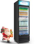 BODEGACOOLER Commercial Merchandiser Refrigerator, 15.5Cu. Ft Glass Door Upright Display Fridge, Beverage Refrigerator Cooler with LED Light, 4 Strong Castors for Stores, Restaurant, Office(Black)