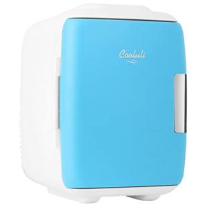 Cooluli Mini Fridge for Bedroom - Car, Office Desk & Dorm Room - Portable 4L/6 Can Electric Plug In Cooler & Warmer for Food, Drinks, Skincare Beauty & Makeup - 12v AC/DC & Exclusive USB Option, Blue
