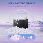 ORFLROA Ice Makers Countertop, 9 Ice Cubes in 6 Mins Portable Ice Maker, 2 Sizes of Bullet Ice (S/L) Small Ice Machine for Home Kitchen Camping (Grey Black)