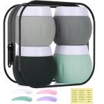 Travel Containers for Toiletries, GLAMFIELDS TSA Approved 1.7oz 50ml Travel Size Silicone Cream Jars BPA Free, Leak-proof Travel Essentials with Lid for Cosmetic Face Hand Body Cream Grey (4 Pack)