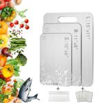 SUNWISHA Stainless Steel Cutting Boards 3pcs, Upgrade Double-Sided Food Grade Chopping Board, Non Toxic, Equipped with anti slip pads for safety, for Home Kitchen Cooking