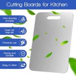 SUNWISHA Stainless Steel Cutting Boards 3pcs, Upgrade Double-Sided Food Grade Chopping Board, Non Toxic, Equipped with anti slip pads for safety, for Home Kitchen Cooking