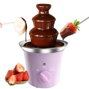 MINI Chocolate Fountain Machine Small Electric Chocolate Fondue Fountain Machine for Party for Candy Butter Cheese (Purple)