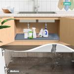 FORWOS Waterproof Under Sink Mat 34" x 22", Silicone Cabinet Liner, Rubber Protector for Kitchen and Bathroom, Keeps Cabinets Clean, Dry, and Organized (Grey)