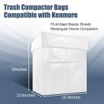 Upgraded 15-inch Heavy Duty Trash Compactor Bags, Compatible with Kenmore Compactor, Fits Kenmore and Other 15-inch Rectangular Drawer Compactors, pack of 60 Bags, White Plastic Trash Compactor Bags