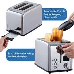 CUSIMAX Stainless Steel 2 Slice Toaster with LED Display, Extra-wide Slots, 6 Browning Settings, Cancel/Bagel/Defrost, Removable Crumb Tray, Silver
