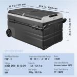 VEVOR Car Refrigerator, 12 Volt Car Refrigerator Fridge, 121.4QT Dual Zone Portable Freezer with Wheels and Handle, -4℉-68℉, 12/24V DC and 100-240V AC Compressor Cooler for Outdoor, Camping