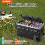 VEVOR Car Refrigerator, 12 Volt Car Refrigerator Fridge, 121.4QT Dual Zone Portable Freezer with Wheels and Handle, -4℉-68℉, 12/24V DC and 100-240V AC Compressor Cooler for Outdoor, Camping
