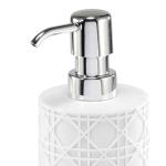 Nicole Miller - Lotion Pump, Durable Resin Countertop Accessories with Faux-Wood Base, Ideal Soap & Sanitizer Dispenser, Modern Bathroom Decor, Dorm Room Essentials (Lena Collection, White)