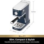 CHULUX Slim Espresso Machine with Milk Frother Steam Wand, 20 Bar Professional Italian Pump Espresso Coffee Machine for Home Cappuccino & Latte Maker, Navy