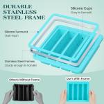 KASHME 1 Pc Butter Mold With Stainless Steel Frame, Butter Mold With Measurements For Homemade Butter, Nonstick Silicone Butter Stick Molds With Lid, Fits 4 Oz Standard Butter Stick Size(Aque)