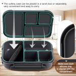 Amathley Lunch Box Kids,Bento Box Adult,Leakproof Lunch Containers for Adults/Kids/Toddler,1200ML-4 Compartments bento Lunch box with Utensil,Microwave & Dishwasher & Freezer Safe (Dark Gray)
