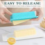 KASHME 1 Pc Butter Mold With Stainless Steel Frame, Butter Mold With Measurements For Homemade Butter, Nonstick Silicone Butter Stick Molds With Lid, Fits 4 Oz Standard Butter Stick Size(Aque)