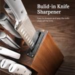 Knife Set, Emojoy 18-Pieces Kitchen Knife Set With Wooden Block, German Stainless Steel Knife Block Set With Built-In Sharpener, Professional Sharp Knives Set for Kitchen,White