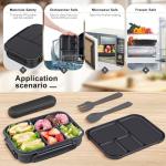Amathley Lunch Box Kids,Bento Box Adult,Leakproof Lunch Containers for Adults/Kids/Toddler,1200ML-4 Compartments bento Lunch box with Utensil,Microwave & Dishwasher & Freezer Safe (Dark Gray)