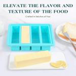 KASHME 1 Pc Butter Mold With Stainless Steel Frame, Butter Mold With Measurements For Homemade Butter, Nonstick Silicone Butter Stick Molds With Lid, Fits 4 Oz Standard Butter Stick Size(Aque)