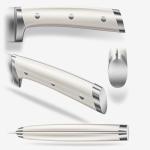 Knife Set, Emojoy 18-Pieces Kitchen Knife Set With Wooden Block, German Stainless Steel Knife Block Set With Built-In Sharpener, Professional Sharp Knives Set for Kitchen,White