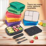 Amathley Lunch Box Kids,Bento Box Adult,Leakproof Lunch Containers for Adults/Kids/Toddler,1200ML-4 Compartments bento Lunch box with Utensil,Microwave & Dishwasher & Freezer Safe (Dark Gray)