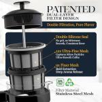 ESPRO P3 French Press Coffee Maker – Patented Double Micro-Filter for Grit-Free Brew, Heat Resistant thicker Borosilicate Glass Coffee press – (18 oz)