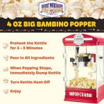 Popcorn Machine - Big Bambino Old Fashioned Popcorn Maker With 4-Ounce Kettle, Measuring Cups, Scoop, and Serving Cups by Great Northern Popcorn (Red)