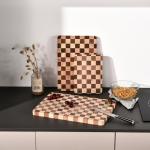 Bokaiya Wood Cutting Board Set for Kitchen, 3-Piece Set Checkered Chopping Board with Juice Groove& Handles Extra Large Thick Wooden Board for Meat Vegetables Fruit Ideal Gift for the Home