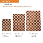 Bokaiya Wood Cutting Board Set for Kitchen, 3-Piece Set Checkered Chopping Board with Juice Groove& Handles Extra Large Thick Wooden Board for Meat Vegetables Fruit Ideal Gift for the Home