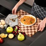 Bokaiya Wood Cutting Board Set for Kitchen, 3-Piece Set Checkered Chopping Board with Juice Groove& Handles Extra Large Thick Wooden Board for Meat Vegetables Fruit Ideal Gift for the Home