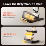 uwant D100 Wet Dry Vacuum Cleaner 180°Lay-Flat Vacuum Mop All in One with 18000Pa Suction Auto Self-Cleaning Anti Odor Stick Pushin Mop Dual-Edge Cleaning Electeic Mop Set for Hard Floor/Carpet,Milky