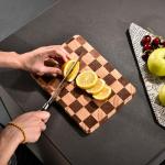 Bokaiya Wood Cutting Board Set for Kitchen, 3-Piece Set Checkered Chopping Board with Juice Groove& Handles Extra Large Thick Wooden Board for Meat Vegetables Fruit Ideal Gift for the Home